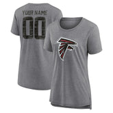 Atlanta Falcons Women's Heritage Custom Name & Number Tri-Blend T-Shirt Gray | NFL