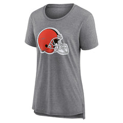 Cleveland Browns Women's Heritage Custom Name & Number Tri-Blend T-Shirt Gray | NFL