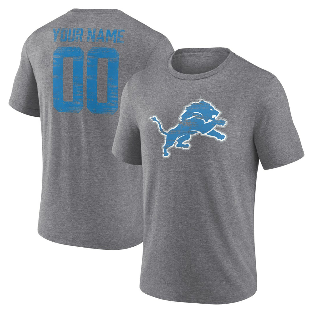 Detroit Lions Heritage Custom Name & Number Tri-Blend T-Shirt Gray | NFL