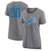 Detroit Lions Women's Heritage Custom Name & Number Tri-Blend T-Shirt Gray | NFL