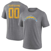 Los Angeles Chargers Heritage Custom Name & Number Tri-Blend T-Shirt Gray | NFL