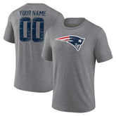 New England Patriots Heritage Custom Name & Number Tri-Blend T-Shirt Gray | NFL