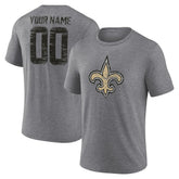 New Orleans Saints Heritage Custom Name & Number Tri-Blend T-Shirt Gray | NFL