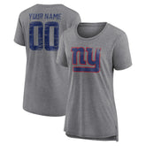 New York Giants Women's Heritage Custom Name & Number Tri-Blend T-Shirt Gray | NFL