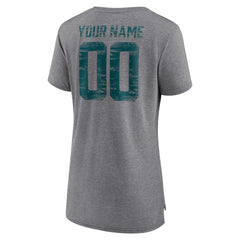 Philadelphia Eagles Women's Heritage Custom Name & Number Tri-Blend T-Shirt Gray | NFL
