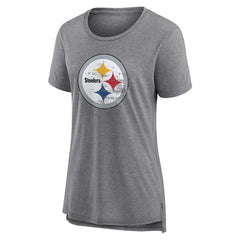 Pittsburgh Steelers Women's Heritage Custom Name & Number Tri-Blend T-Shirt Gray | NFL