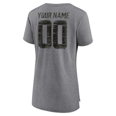 Tampa Bay Buccaneers Women's Heritage Custom Name & Number Tri-Blend T-Shirt Gray | NFL