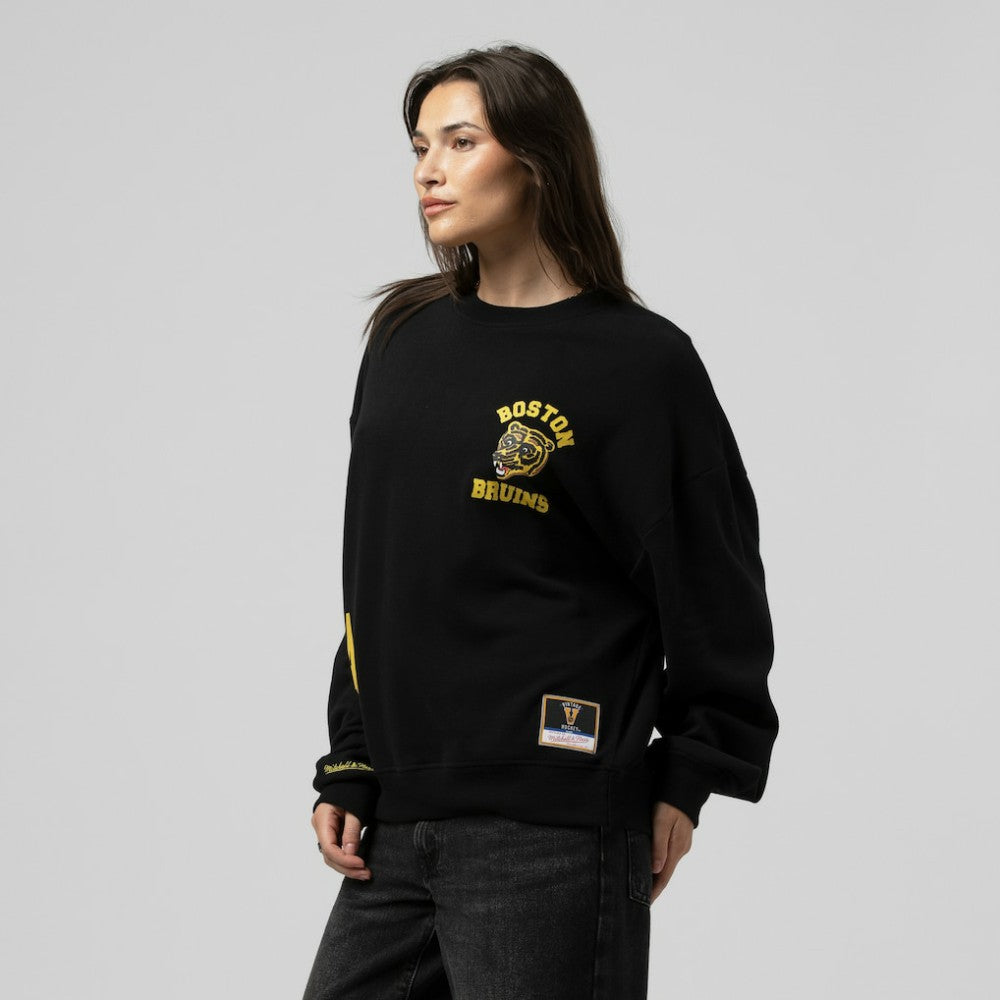 Boston Bruins Mitchell & Ness Women's Vintage Crewneck Sweatshirt - Black - NHL