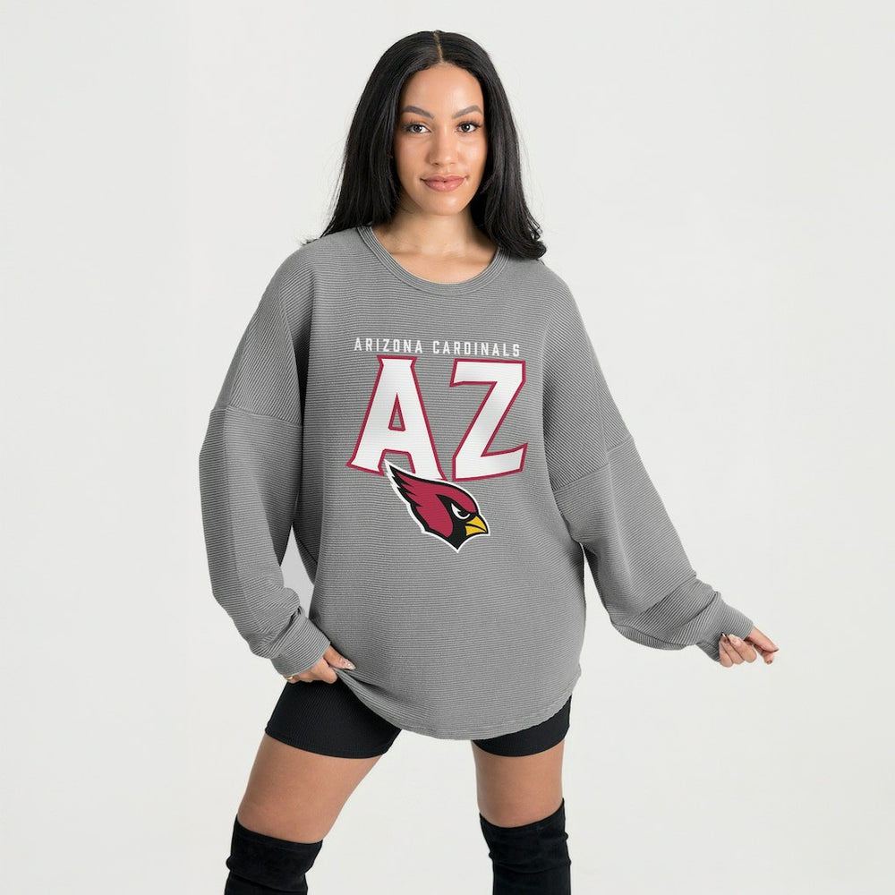 Arizona Cardinals Gameday Couture Women's Oversized Pure Motion Corded Sweatshirt Gray | NFL