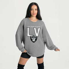 Las Vegas Raiders Gameday Couture Women's Oversized Pure Motion Corded Sweatshirt Gray | NFL