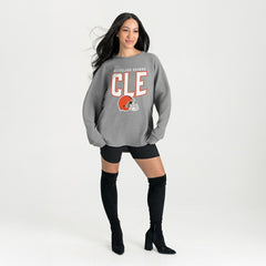 Cleveland Browns Gameday Couture Women's Oversized Pure Motion Corded Sweatshirt Gray | NFL