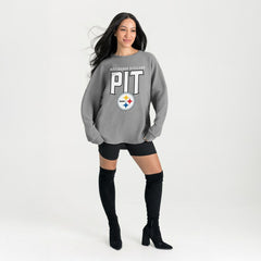Pittsburgh Steelers Gameday Couture Women's Oversized Pure Motion Corded Sweatshirt Gray | NFL