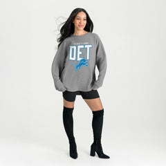 Detroit Lions Gameday Couture Women's Oversized Pure Motion Corded Sweatshirt Gray | NFL
