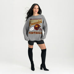 Washington Commanders Gameday Couture Women's Oversized Sweet Victory Corded Sweatshirt Gray | NFL