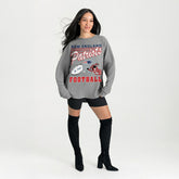 New England Patriots Gameday Couture Women's Oversized Sweet Victory Corded Sweatshirt Gray | NFL
