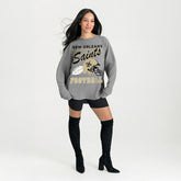 New Orleans Saints Gameday Couture Women's Oversized Sweet Victory Corded Sweatshirt Gray | NFL