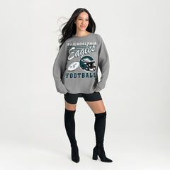 Philadelphia Eagles Gameday Couture Women's Oversized Sweet Victory Corded Sweatshirt Gray | NFL