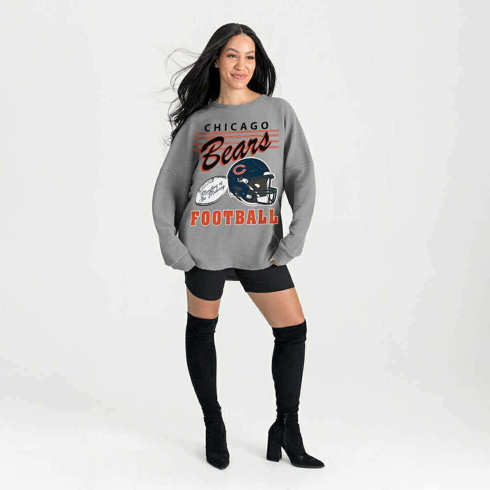 Chicago Bears Gameday Couture Women's Oversized Sweet Victory Corded Sweatshirt Gray | NFL