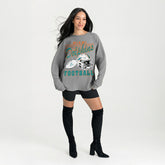 Miami Dolphins Gameday Couture Women's Oversized Sweet Victory Corded Sweatshirt Gray | NFL