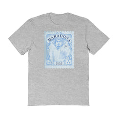 Diego Maradona Argentina National Team Vive La Fete Vintage Stamp T-Shirt Gray - FIFA World CUP