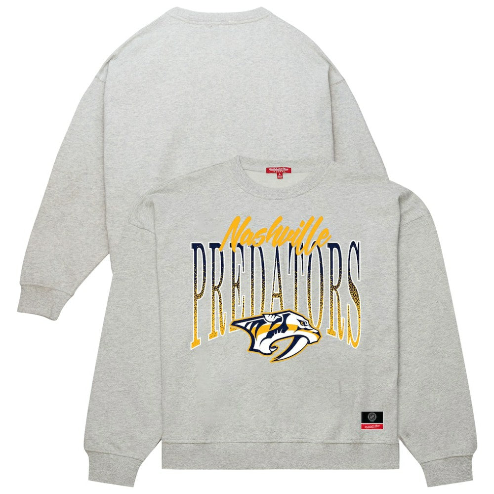 Nashville Predators Mitchell & Ness Women's Hockey Night Sweatshirt - Heather Gray - NHL