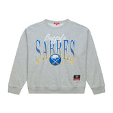 Buffalo Sabres Mitchell & Ness Women's Hockey Night Sweatshirt - Heather Gray - NHL