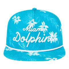 Miami Dolphins New Era Palm Print A-Frame 9FIFTY Snapback Hat Aqua | NFL