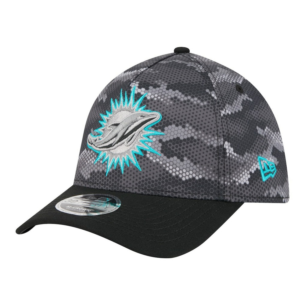 Miami Dolphins New Era Camo A-Frame 39THIRTY Flex Hat Black | NFL