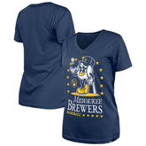 Milwaukee Brewers New Era Women's Little Miss 2 V-Neck T-Shirt - MLB