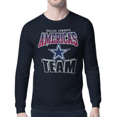 Dallas Cowboys Starter Comic Style Slogan Long Sleeve T-Shirt Navy | NFL