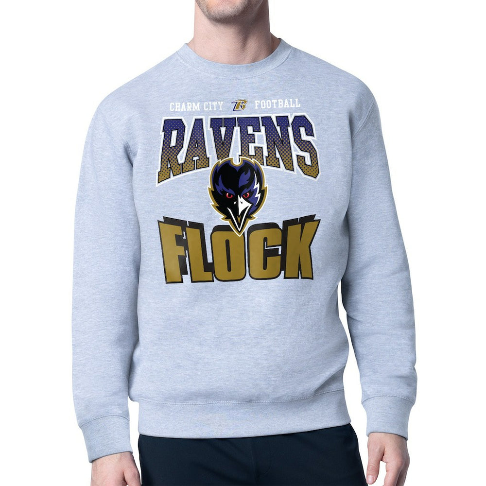 Baltimore Ravens Starter Comic Style Sweatshirt Gray | NFL