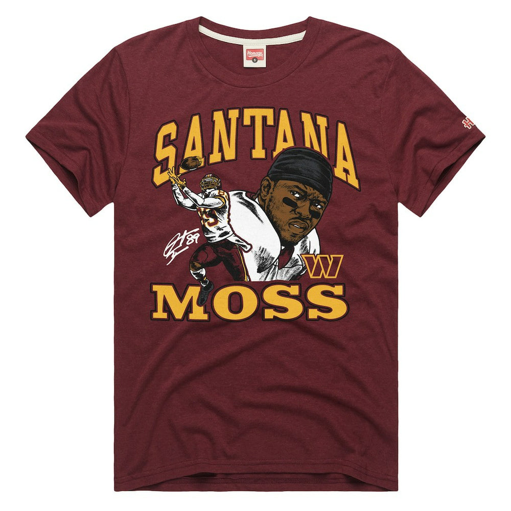 Santana Moss Washington Commanders Homage Unisex Retired Player Classic Caricature T-Shirt Burgundy | NFL