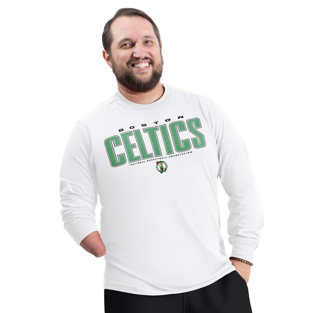 Boston Celtics G-III Sports by Carl Banks Adaptive Printed Mesh Effect Long Sleeve T-Shirt White - NBA