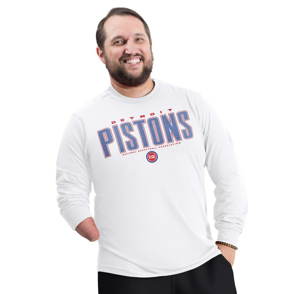 Detroit Pistons G-III Sports by Carl Banks Adaptive Printed Mesh Effect Long Sleeve T-Shirt White - NBA