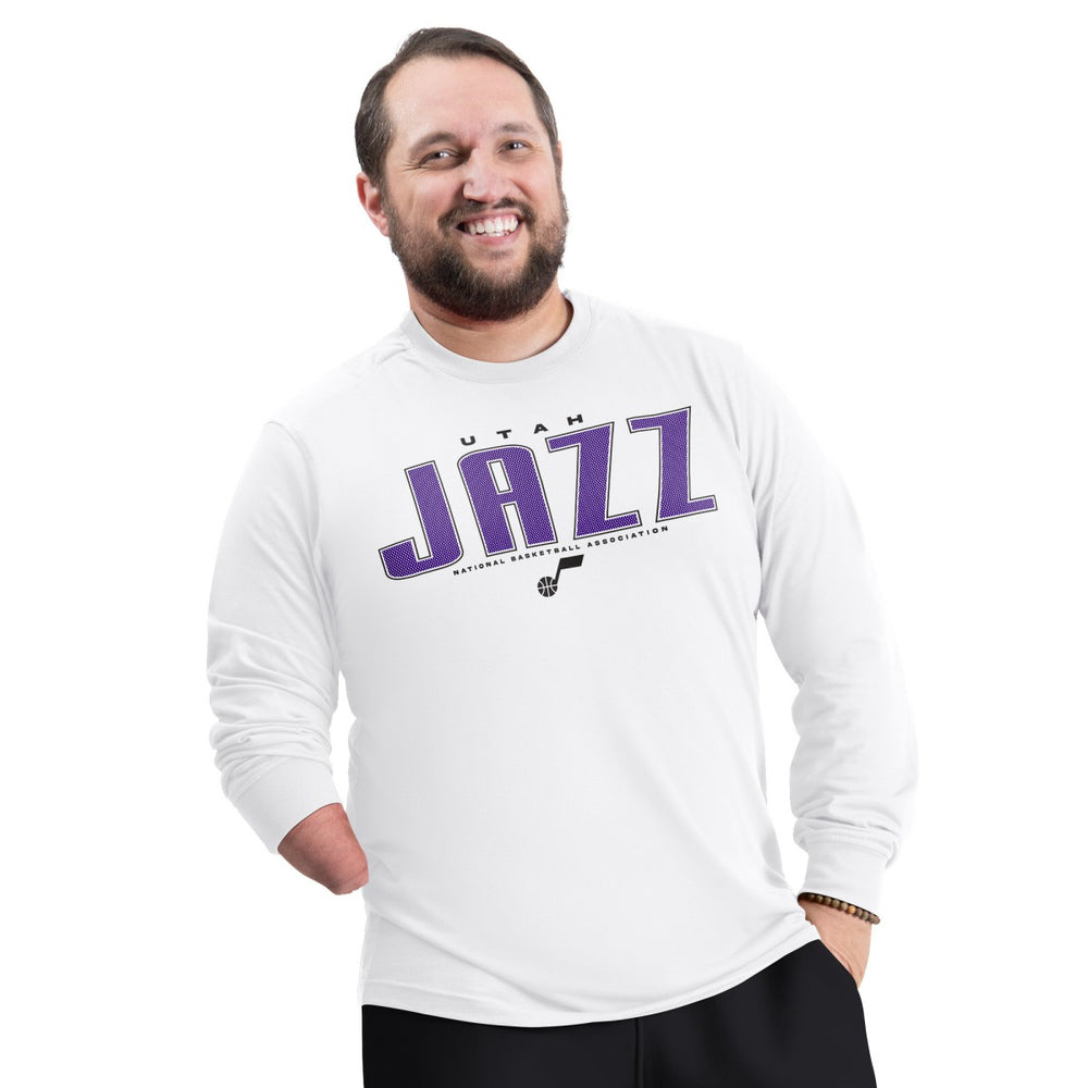 Utah Jazz G-III Sports by Carl Banks Adaptive Printed Mesh Effect Long Sleeve T-Shirt White - NBA