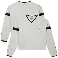 Los Angeles Dodgers Mitchell & Ness Women's Cooperstown Collection V-Neck Cropped Toggle Sweatshirt - MLB