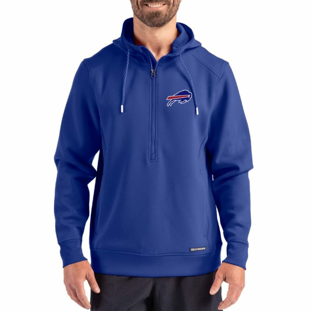 Buffalo Bills Cutter & Buck Roam Eco Half-Zip Recycled Pullover Hoodie Royal | NFL