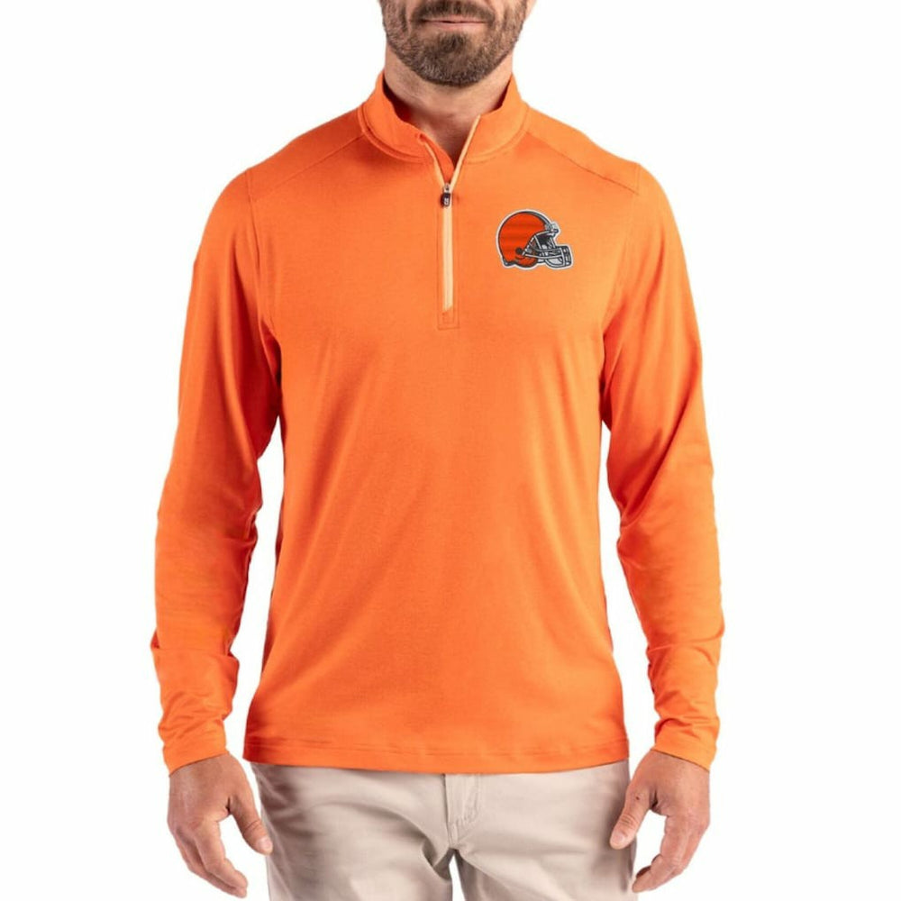 Cleveland Browns Cutter & Buck Coastline Epic Comfort Recycled Quarter-Zip Pullover Orange | NFL