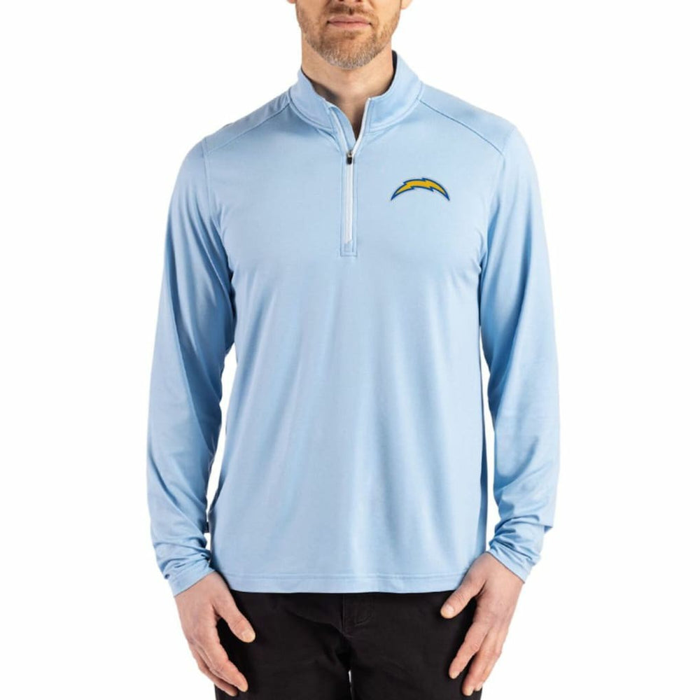 Los Angeles Chargers Cutter & Buck Coastline Epic Comfort Recycled Quarter-Zip Pullover Powder Blue | NFL