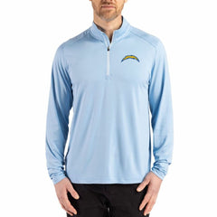Los Angeles Chargers Cutter & Buck Coastline Epic Comfort Recycled Quarter-Zip Pullover Powder Blue | NFL