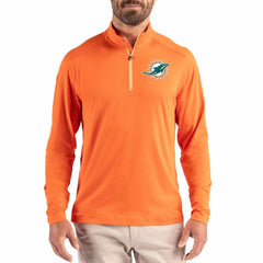 Miami Dolphins Cutter & Buck Coastline Epic Comfort Recycled Quarter-Zip Pullover Orange | NFL