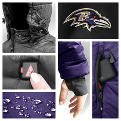 Baltimore Ravens ActionHeat 5V Battery Heated Full-Zip Hoodie Puffer Jacket Purple | NFL