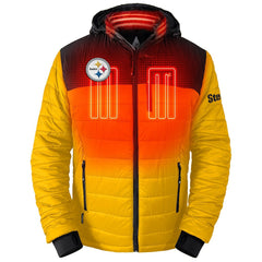 Pittsburgh Steelers ActionHeat 5V Battery Heated Colorblock Full-Zip Puffer Jacket Black/Gold | NFL