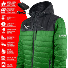 Philadelphia Eagles ActionHeat 5V Battery Heated Colorblock Full-Zip Puffer Jacket Black/Kelly Green | NFL