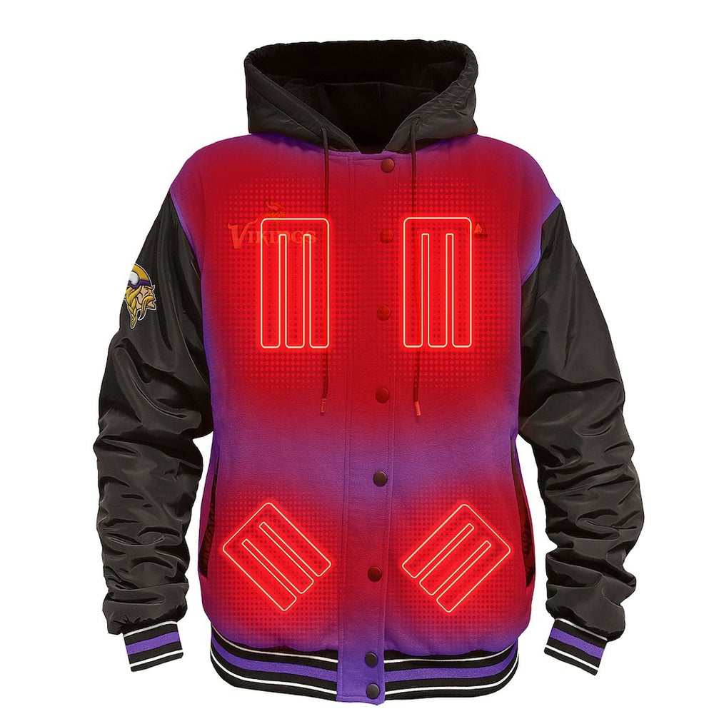Minnesota Vikings ActionHeat 5V Battery Heated Full-Snap Varsity Jacket Purple/Black | NFL