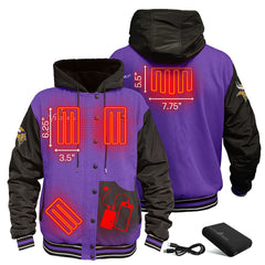Minnesota Vikings ActionHeat 5V Battery Heated Full-Snap Varsity Jacket Purple/Black | NFL