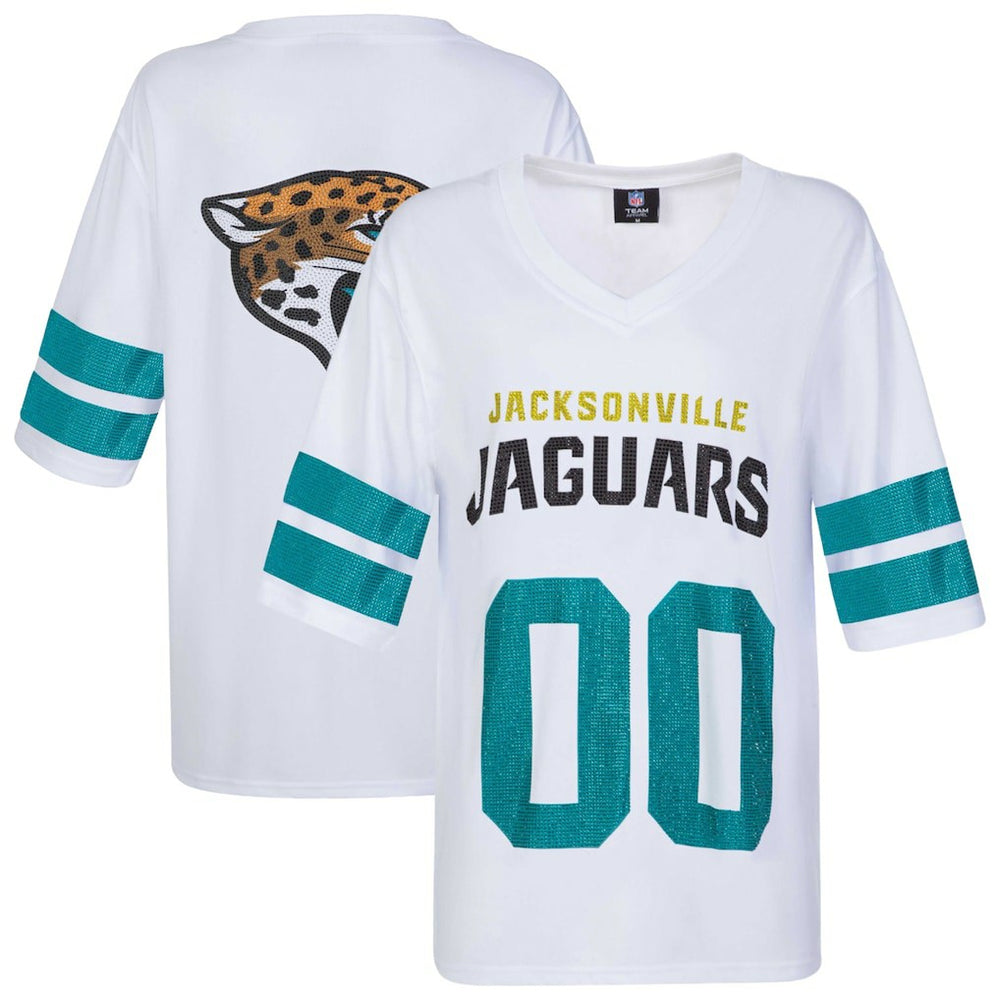 Jacksonville Jaguars Cuce Women's Rhinestone V-Neck Tunic White | NFL