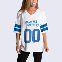 Carolina Panthers Cuce Women's Rhinestone V-Neck Tunic White | NFL