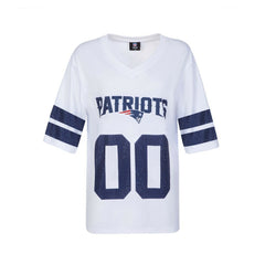 New England Patriots Cuce Women's Rhinestone V-Neck Tunic White | NFL