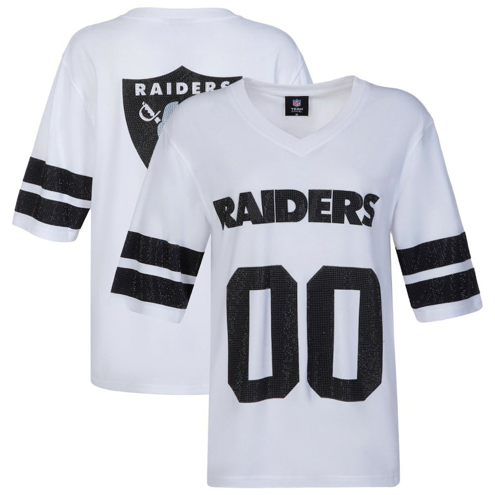 Las Vegas Raiders Cuce Women's Rhinestone V-Neck Tunic White | NFL